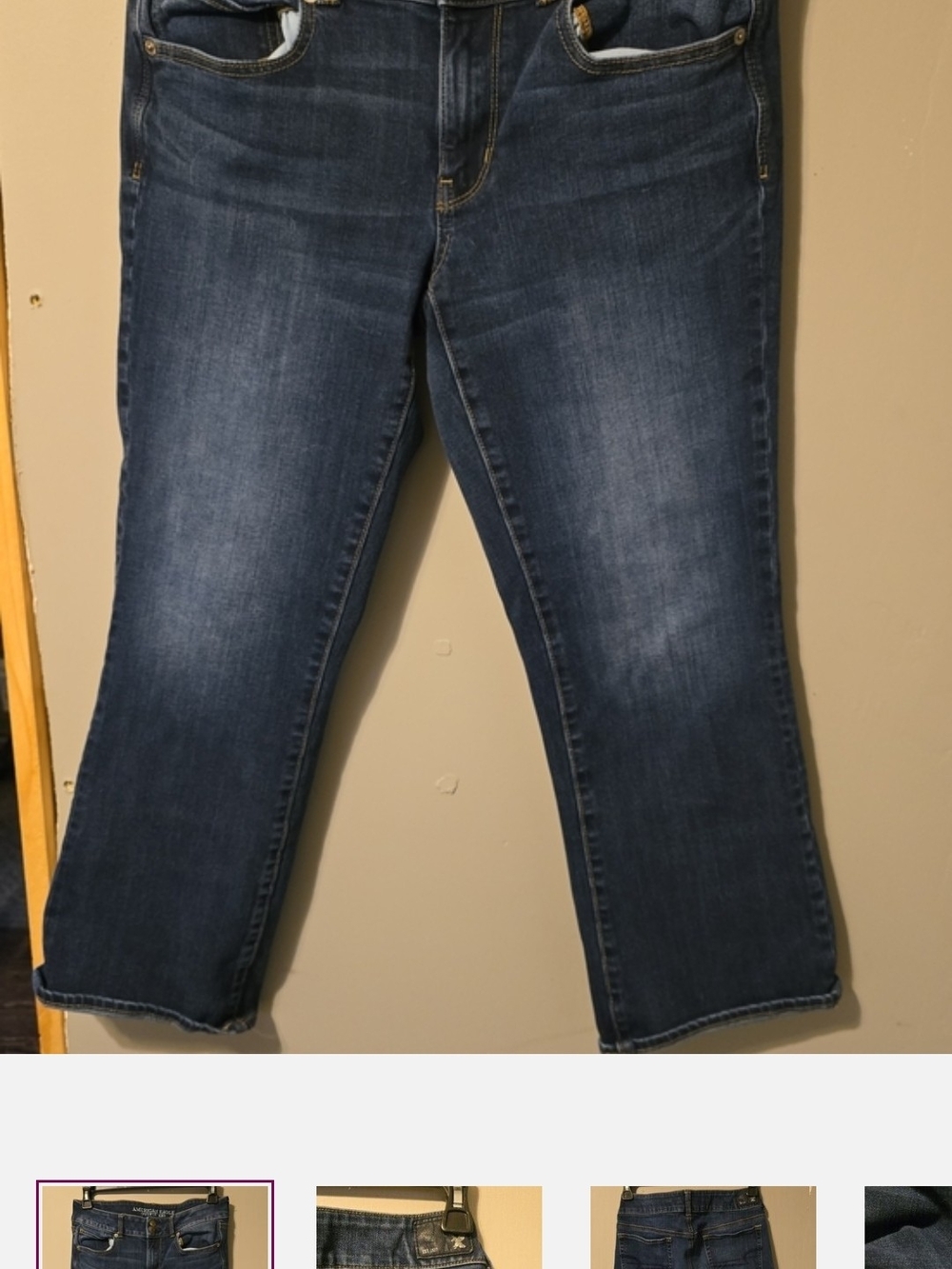 American Eagle Outfitters Dark Blue Cropped Straight Jeans